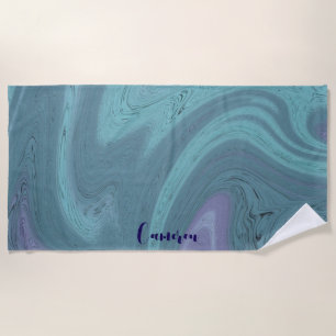 Custom Personalised Blue Purple Swirl Bachelorette Beach Towel