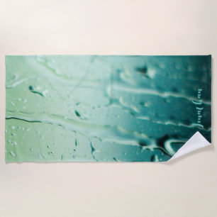Custom Personalised Blue Raindrops Bachelorette  Beach Towel