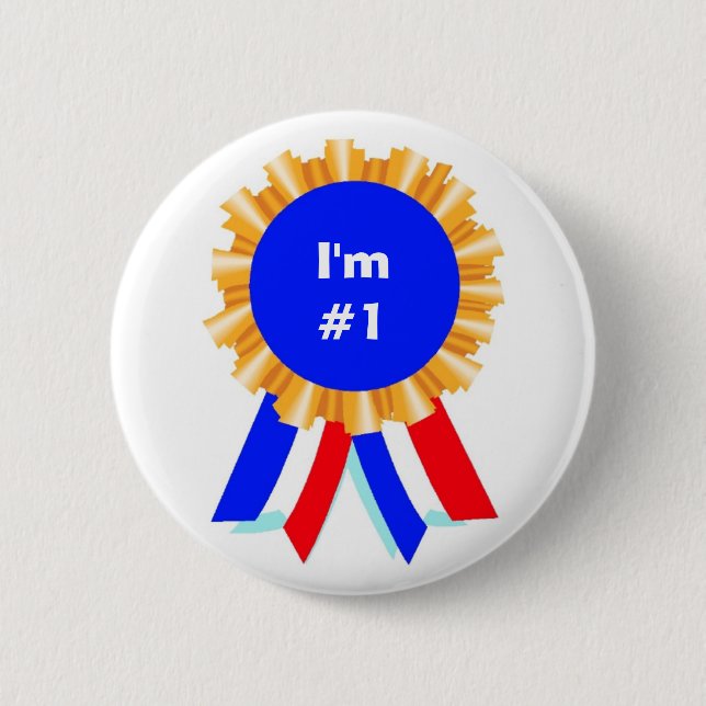 Custom Personalised Blue Ribbon Award Buttons (Front)