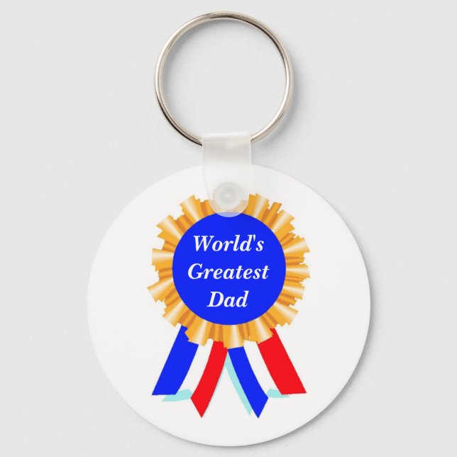 Custom Personalised Blue Ribbon Award Keychains (Front)