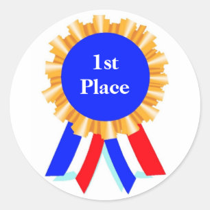 Custom Personalised Blue Ribbon Award Stickers