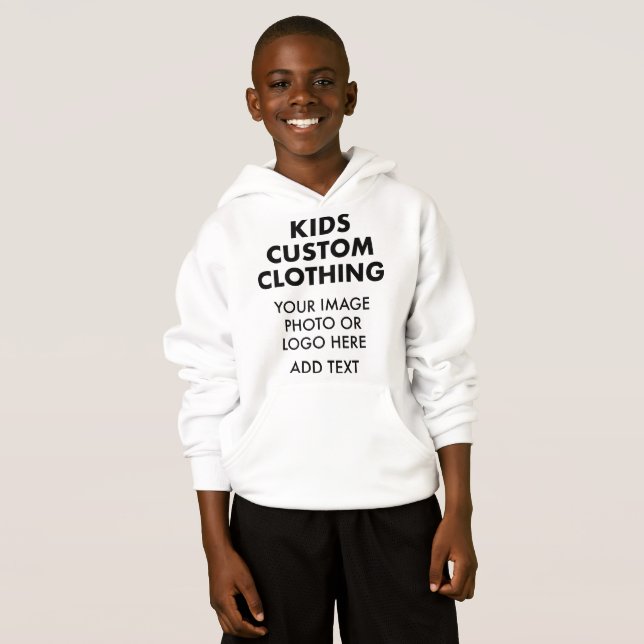 Custom Personalised BOY'S PULLOVER HOODIE - WHITE (Front Full)