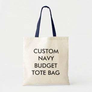 Custom Personalised Budget Tote Bag - NAVY Handles
