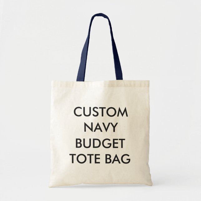 Custom Personalised Budget Tote Bag - NAVY Handles (Front)