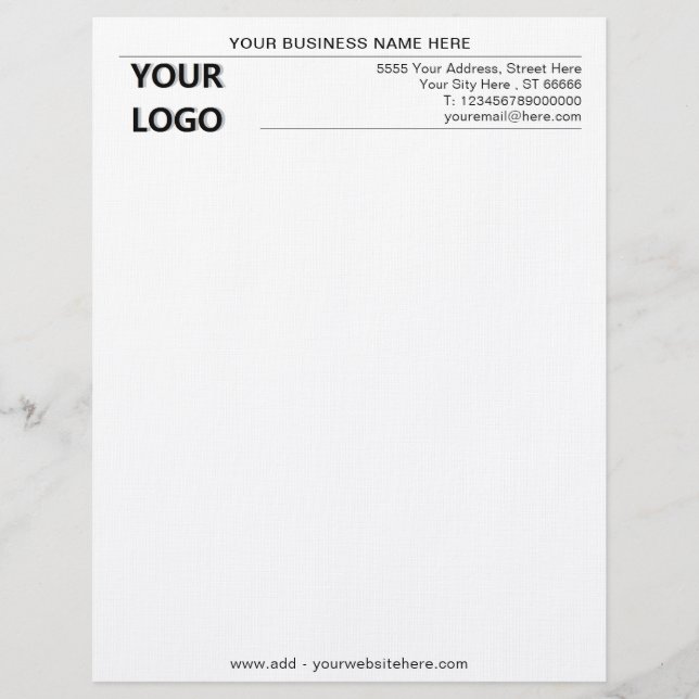 Custom Personalised Business Letterhead with Logo  (Front)