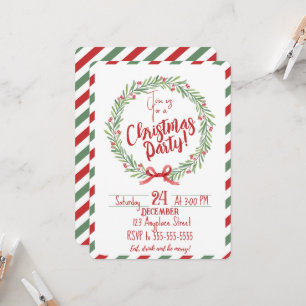 Custom Personalised Candy Cane Christmas Invitation