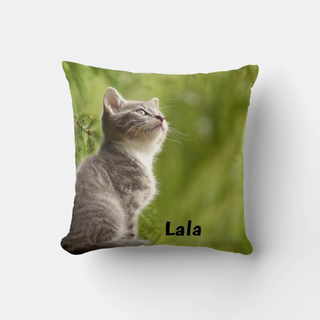 Custom Personalised Cat Pet Lover Photo and Text Cushion (Front)
