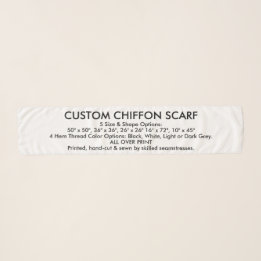 Custom Personalised CHIFFON SCARF - 10" x 45"