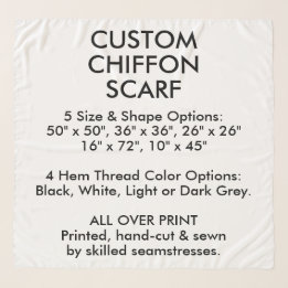 Custom Personalised CHIFFON SCARF - LARGE 50"x50"