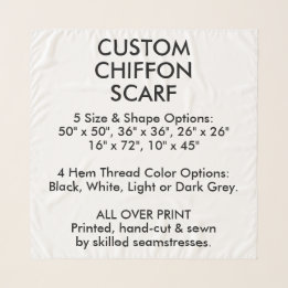 Custom Personalised CHIFFON SCARF - MED. 36" x 36"