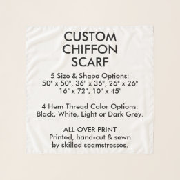 Custom Personalised CHIFFON SCARF - SMALL 26"x26"