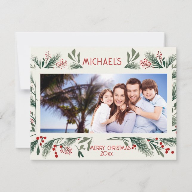 Custom Personalised Christmas Card, X-mas Photo Holiday Card (Front)
