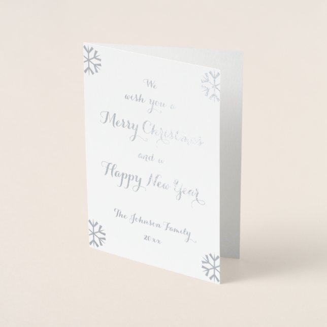 Custom Personalised Christmas Holiday New Years Foil Card (Front)