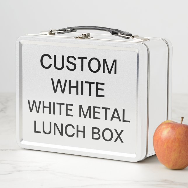 Custom Personalised Classic WHITE Metal Lunch Box (In Situ)