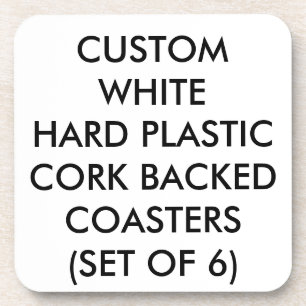 Custom Personalised Cork Back Plastic Coasters (6)
