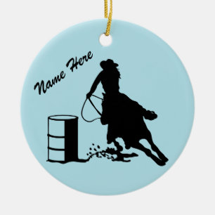 Custom Personalised Cowgirl Barrel Racer Ceramic Ornament