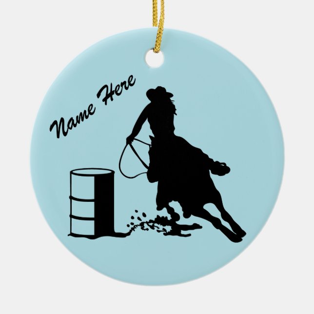 Custom Personalised Cowgirl Barrel Racer Ceramic Ornament (Front)