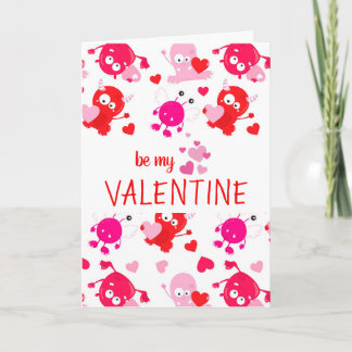 Custom Personalised Cute Monster Valentine's Day Holiday Card