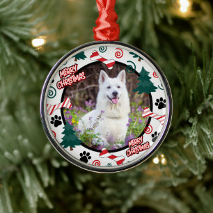 Custom Personalised Dog Photo Christmas Metal Ornament