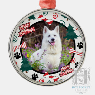 Custom Personalised Dog Photo Christmas Metal Ornament