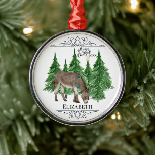 Custom Personalised Donkey Christmas Metal Ornament