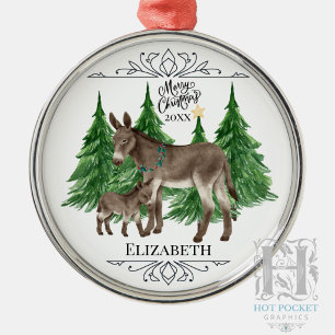 Custom Personalised Donkey Christmas Metal Ornament