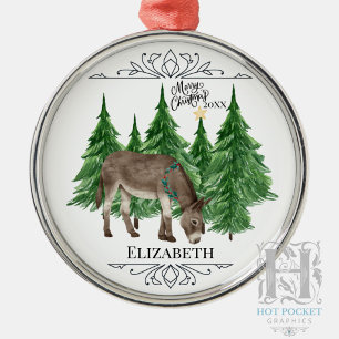 Custom Personalised Donkey Christmas Metal Ornament