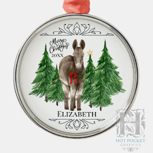 Custom Personalised Donkey Christmas Metal Ornament
