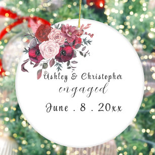 Custom personalised engaged  ceramic ornament