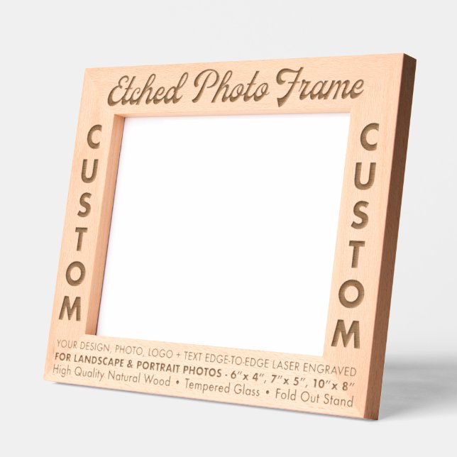 Custom personalised Engraved Wood Photo Frame (L) (Left)