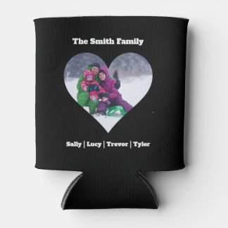 Custom Personalised Family Heart Template Can Cooler