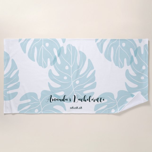 Custom Personalised Ficus Leaf Bachelorette  Beach Towel (Front)