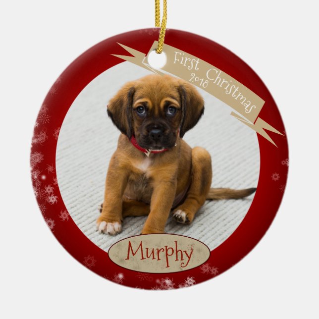 Custom Personalised First Christmas Dated Ornament (Front)