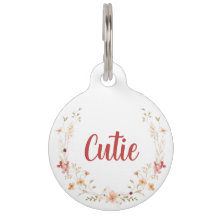 Custom Personalised Floral Dog Pet Tag Wildflowers