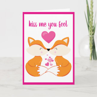 Custom Personalised Fox Heart Valentine's Day Holiday Card