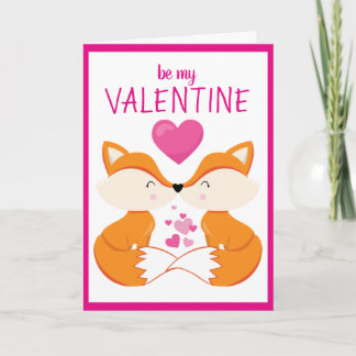 Custom Personalised Fox Heart Valentine's Day Holiday Card