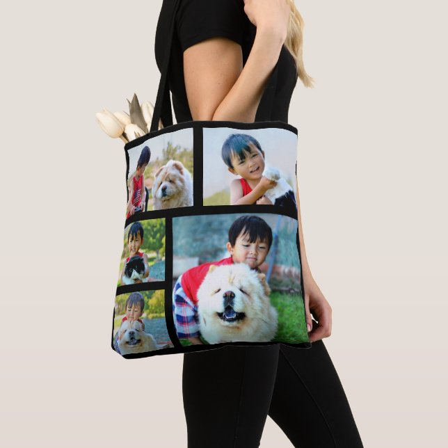 Custom Personalised Full Colour Collage Photo Gift Tote Bag (Close Up)