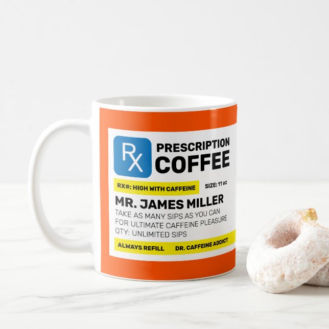 Custom Personalised Funny Prescription Coffee Mug (With Donut)