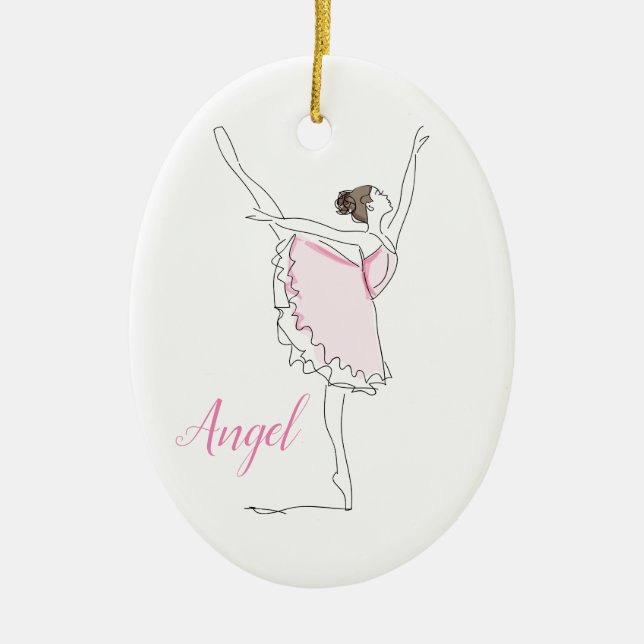 Custom Personalised Girls Ballerina Dance Ornament (Front)