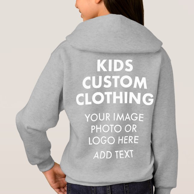 Custom Personalised GIRL'S PULLOVER HOODIE - GREY (Back)