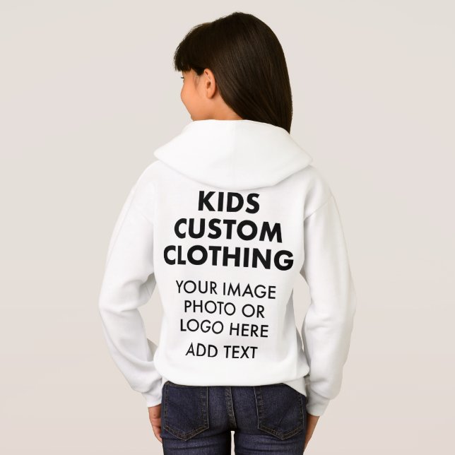 Custom Personalised GIRL'S PULLOVER HOODIE - WHITE (Back Full)