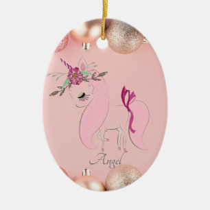 Custom Personalised Girls Unicorn Horse Ceramic Ornament