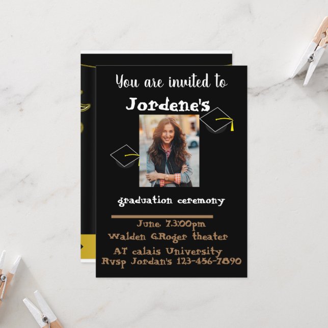 Custom personalised graduation ceremony , invitation (Front/Back In Situ)