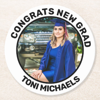 Custom Personalised Graduation Party Round Paper Coaster