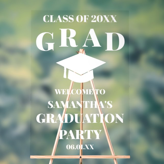 Custom Personalised Graduation Party Welcome Acrylic Sign (Neutral)