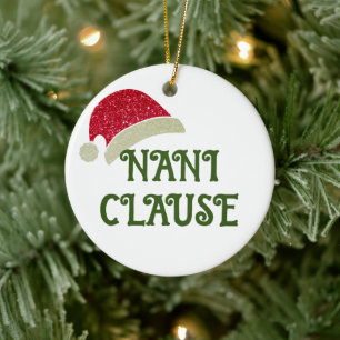 Custom Personalised Grandma Santa Clause Christmas Ceramic Ornament