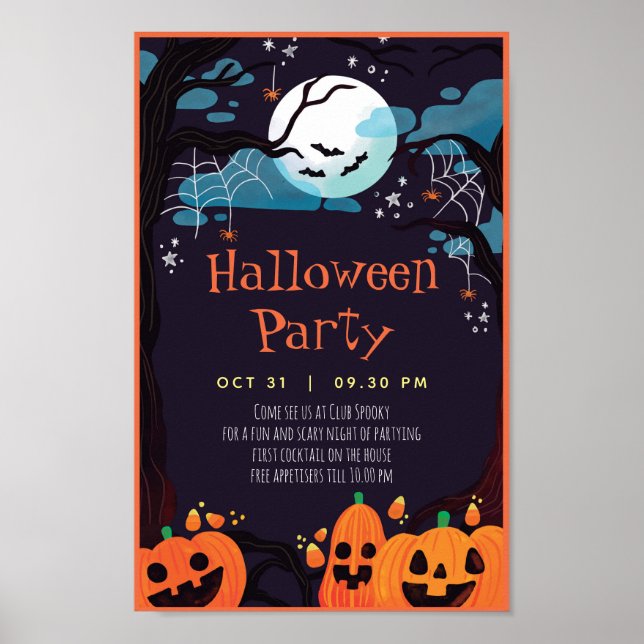 Custom Personalised Halloween Party Invitation Poster (Front)