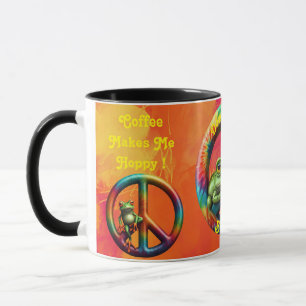 Custom Personalised Hippie Frog Peace Colourful Fu Mug