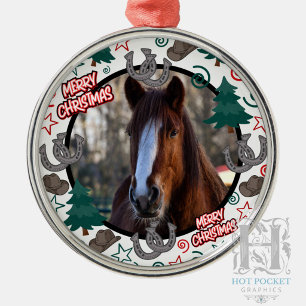 Custom Personalised Horse Photo Christmas Metal Ornament