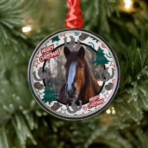 Custom Personalised Horse Photo Christmas Metal Ornament